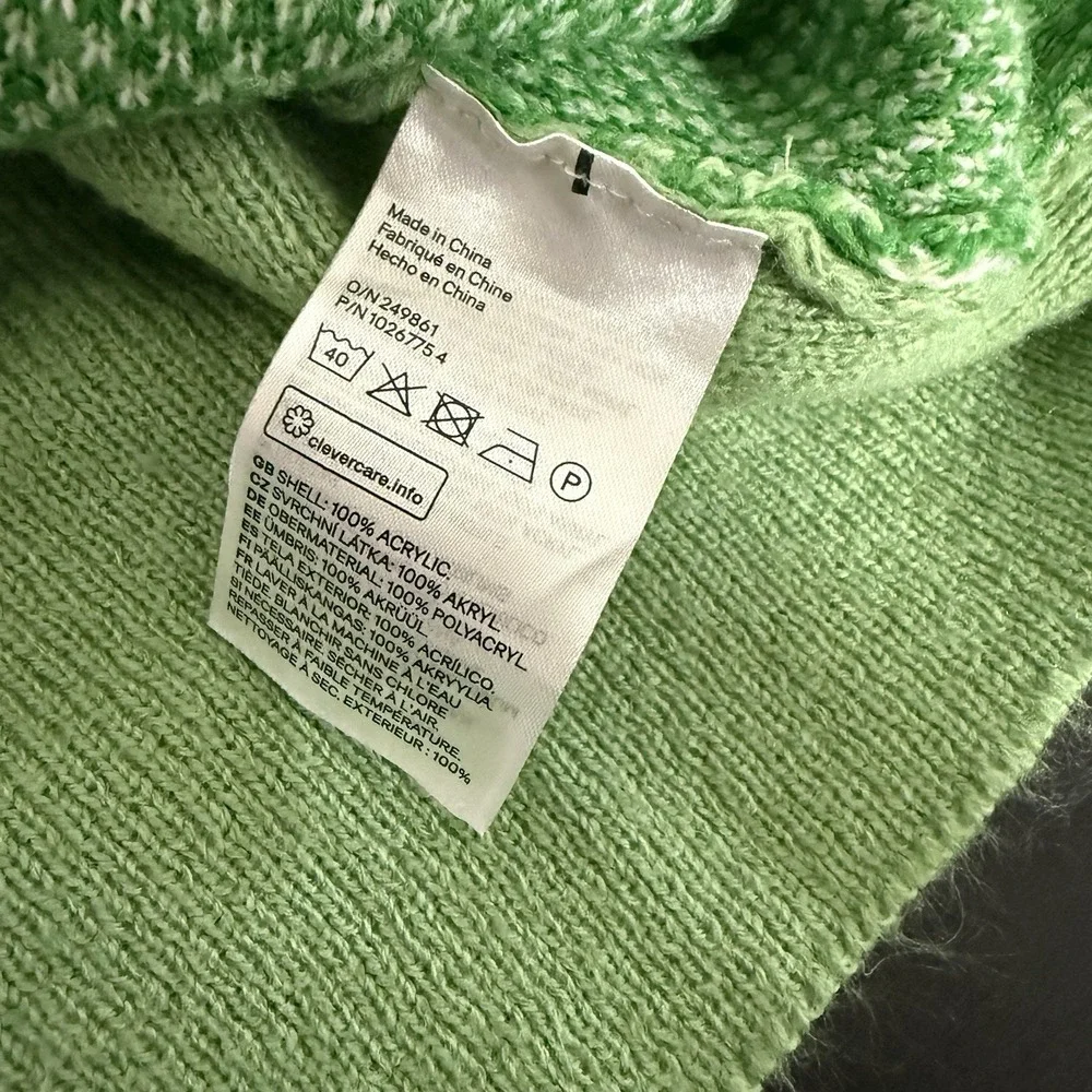 DIVIDED H&M Sweater Women Sz XS Green White Butterfly Cropped Boxy Knit Pullover